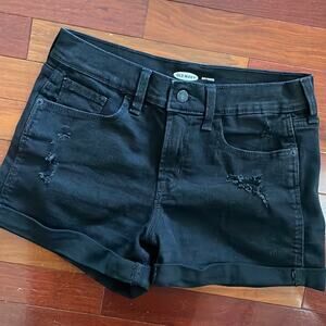 Old Navy Black Distressed Boyfriend Jean Shorts Hot Pants Denim Cuffed Summer